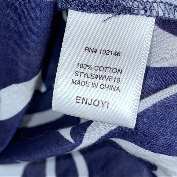 Michael Stars | Navy/White Voile Tile Flower Print V-Neck Pullover Tunic Small - Picture 8 of 9